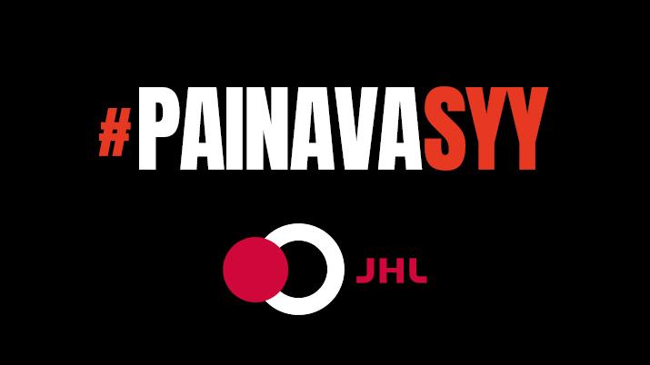 Teksti #painavasyy ja JHL:n logo.